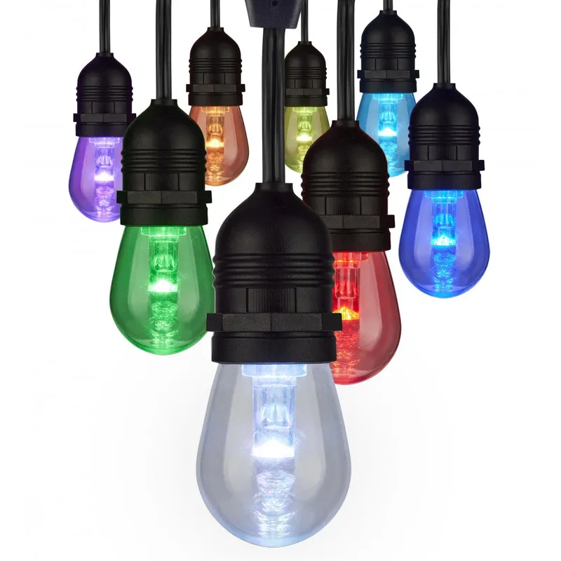 24Ft; 12-S14 Lamp; LED String Light; Starfish IOT; RGBW — Warehouse Lighting LED Bollards & Pathway Lights 20.0W 3000K