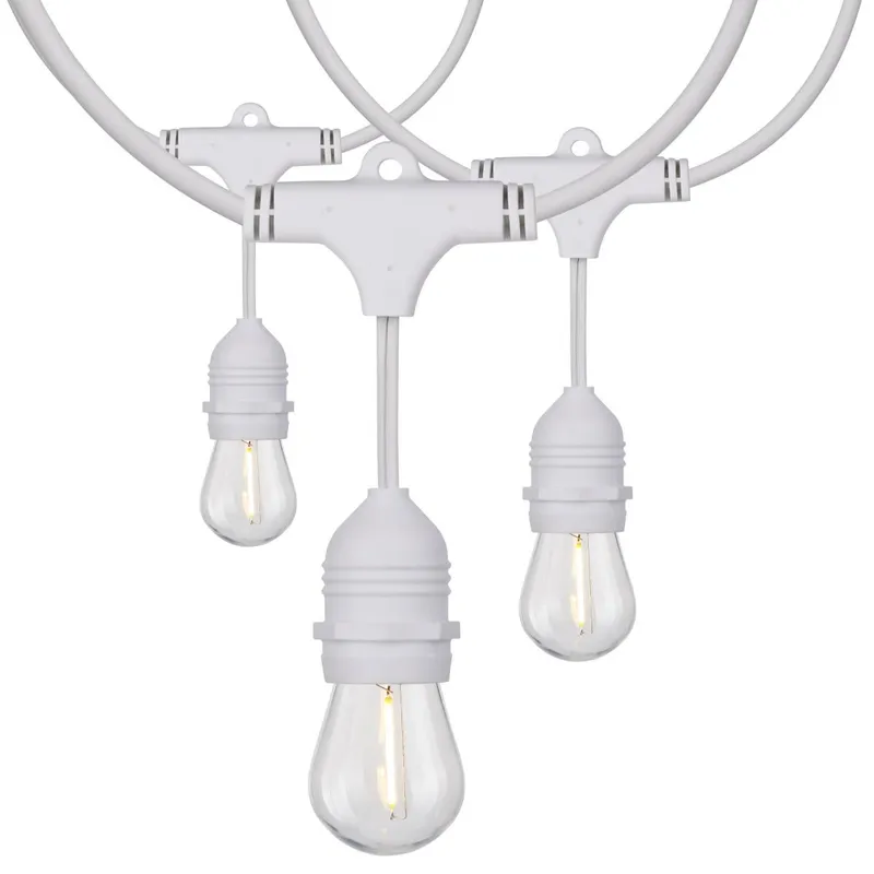 24Ft, LED String Light; Includes 12-S14 bulbs, 2200K, White Cord — Warehouse Lighting LED Bollards & Pathway Lights 20.0W 2200K