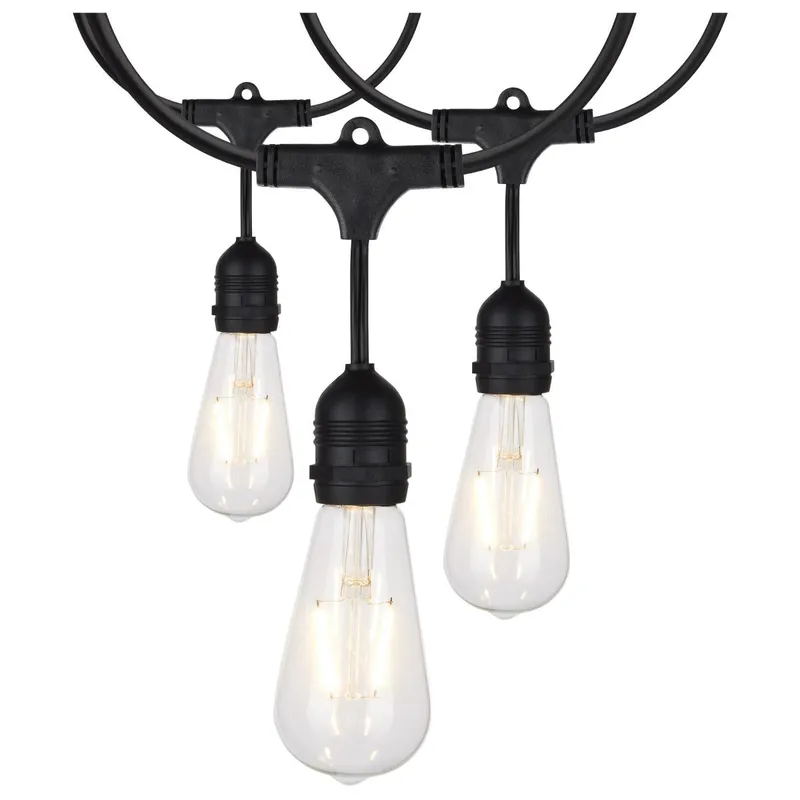 24Ft, LED String Light, 12 Vintage ST19 bulbs Included, 120 Volts — Warehouse Lighting LED Bollards & Pathway Lights 30.0W 2200K