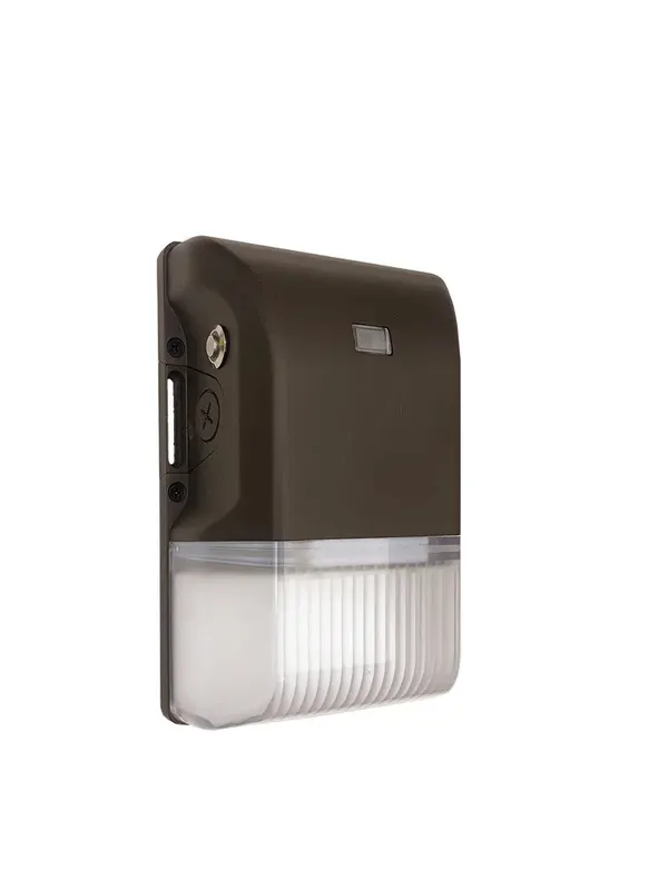 LED Small Economy Outdoor Emergency Wall Pack with Photocell, 30 Watt, 4050 Lumen Max, Wattage and CCT Selectable, Bronze or White Finish — Warehouse Lighting LED Wall Lights 30.0W 