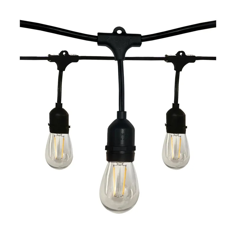 24FT LED String Light; Includes 12-Light Filament LED bulbs With Plug, 12W, 2700K, 120V — Warehouse Lighting LED Bollards & Pathway Lights 12.0W 2700K