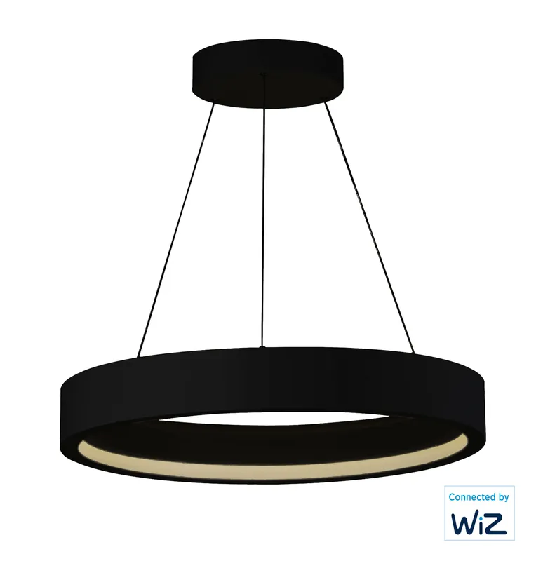 iCorona WiZ 28" LED Round Pendant RGBW Y Smart Light, 3500 Lumens, 50W, 120-277V, Black Finish — Warehouse Lighting LED Linear Lights 50.0W 