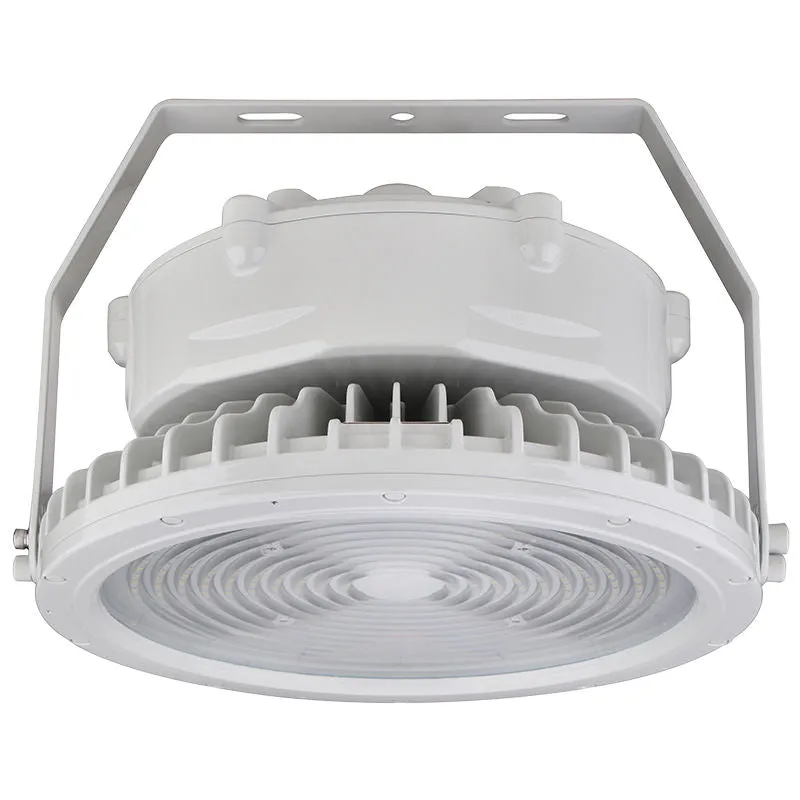 Round Hazardous Location Flood/Highbay Lights, Class 1 Division 2, 15300 Lumens, 100W, 5000K, 120-277V, White Finish — Warehouse Lighting LED Flood Lights 100.0W 5000K
