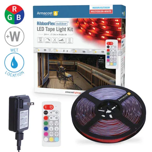 RibbonFlex Home RGBW Multicolor Indoor/Outdoor LED 24FT Strip Light Tape, 24V, 1456 Lumens, 24W, 3000K — Warehouse Lighting LED Linear Lights 24.0W 3000K