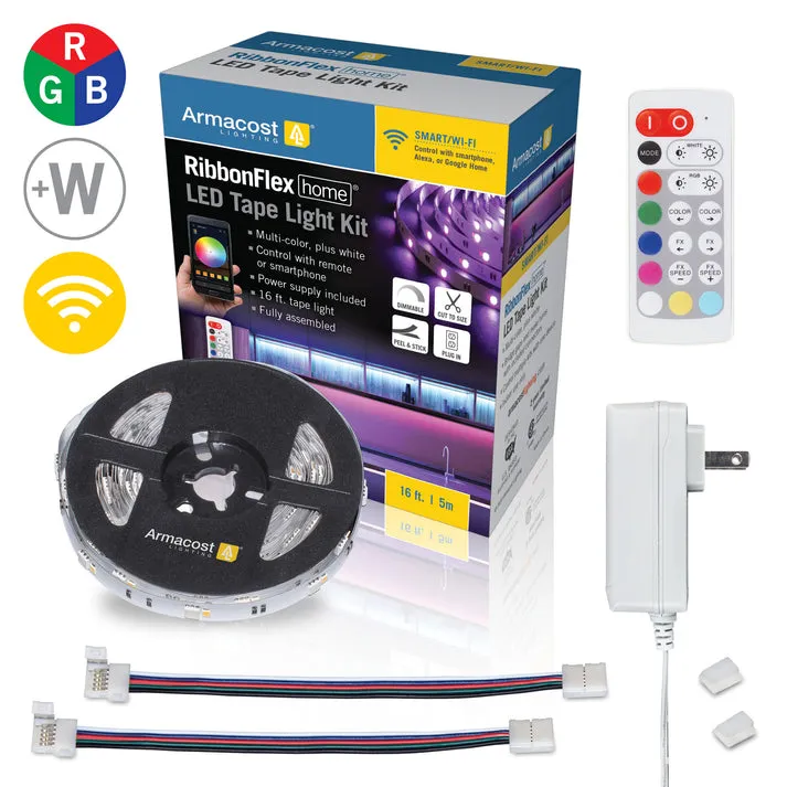 RibbonFlex Home RGBW Multicolor LED Strip Light Tape, 24V, 1400 Lumens, 24W, 3000K — Warehouse Lighting LED Linear Lights 24.0W 3000K