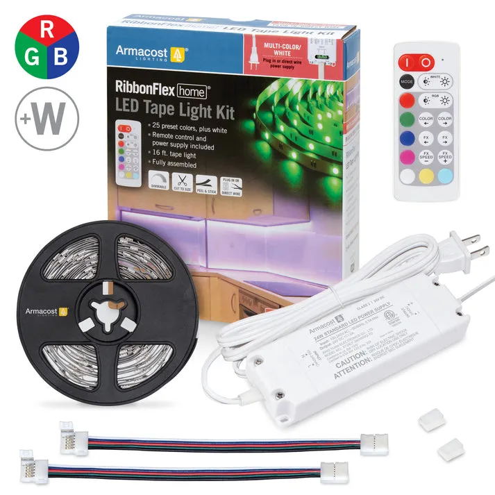 RibbonFlex Home RGBW Hardwire LED Strip Light Tape, 24V, 1500 Lumens, 24W, 3000K — Warehouse Lighting LED Linear Lights 24.0W 3000K