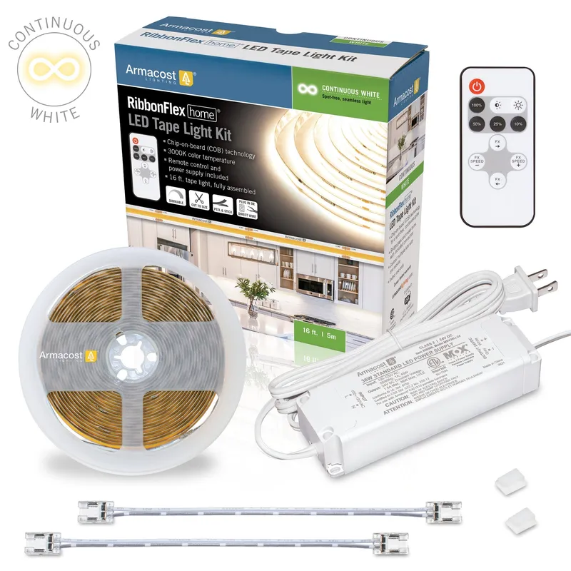 RibbonFlex Home Continuous LED Strip Light Tape, 24V, 3000 Lumens, 36W, 3000K — Warehouse Lighting LED Linear Lights 36.0W 3000K