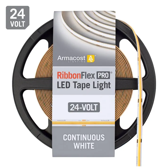 RibbonFlex Pro White COB LED Strip Light Tape, 24V, 4200 Lumens, 60W, 2700K — Warehouse Lighting LED Linear Lights 60.0W 2700K