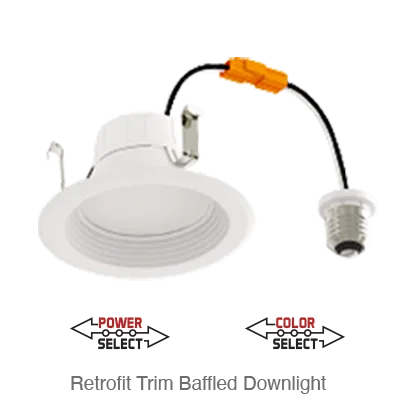 Aviva 5/6 Inch LED Baffled Down Light Retrofit, 1,240 Lumens, Wattage Selectable 8W/10W/14W, 120V, CCT Selectable: 2700K/3000K/3500K/4000K/5000K — Warehouse Lighting LED Downlights 8.0W 2700K