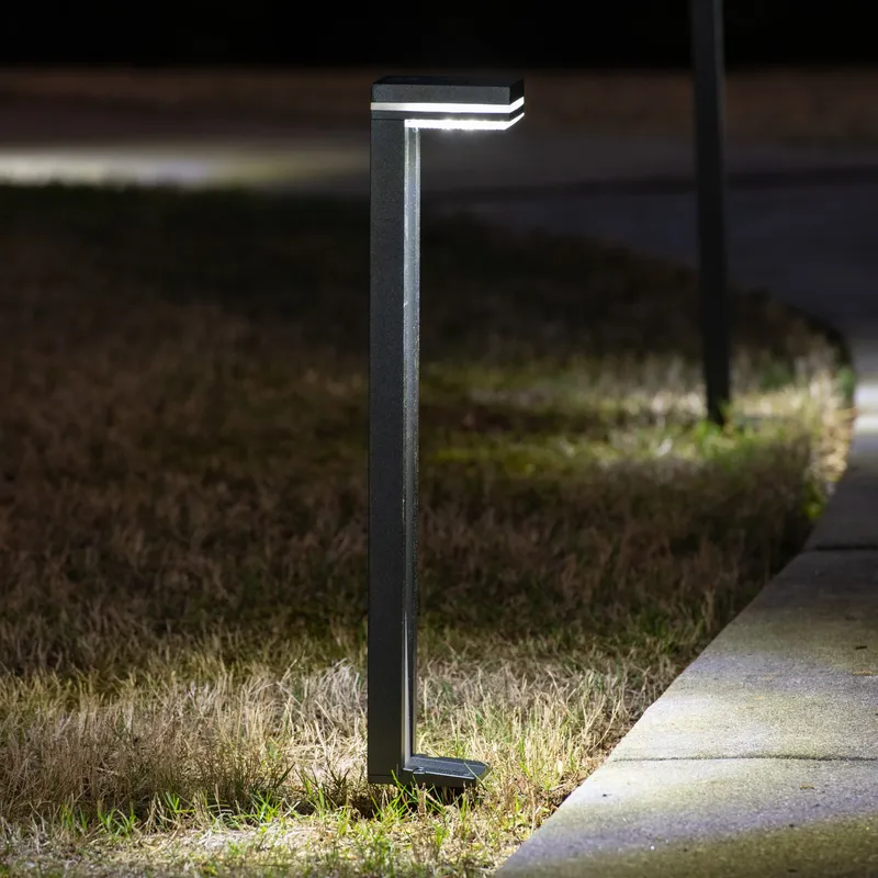 2 Pack LED Bright White Sentry Modern Solar Path Light, 60 Lumens, 1.2W, 6000K CCT, Black Finish — Warehouse Lighting LED Bollards & Pathway Lights 1.2W 6000K