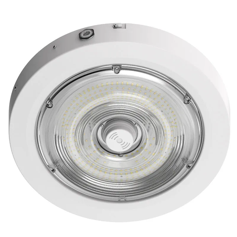 Round LED Garage and Ceiling Light, 10,800 Lumens, 40W/60W/80W Selectable, 120-277V, CCT Selectable 3000K/4000K/5000K, White Finish — Warehouse Lighting LED Post Top Lights 40.0W 3000K
