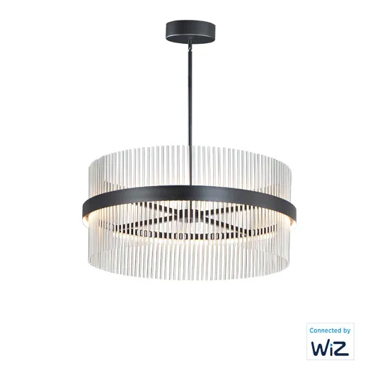 34" Chimes LED Pendant, 7,000 Lumens, 73W, 2700K-5000K CCT Selectable, 120-277V, Black/ Satin Nickel, Black/ Satin Brass, or Black/ Satin Brass/ Satin Nickel Finish — Warehouse Lighting LED Landscape Lights 73.0W 2700K