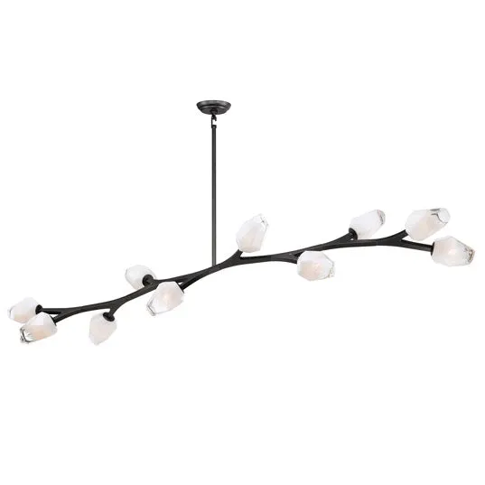 Blossom 10-Light LED Linear Pendant, 5,000 Lumens, 40W, 3000K CCT, 120V, Black or Natural Aged BrassFinish — Warehouse Lighting LED Linear Lights 40.0W 3000K