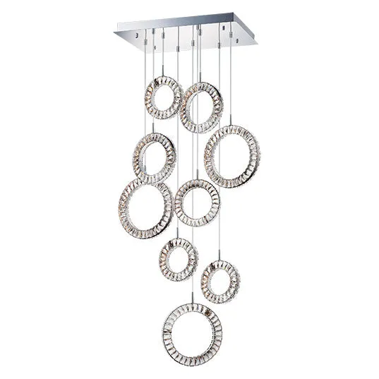 Charm 9-Light LED Pendant, 17,600 Lumens, 160W, 3000K CCT, 120V, Polished Chrome Finish — Warehouse Lighting LED Landscape Lights 160.0W 3000K