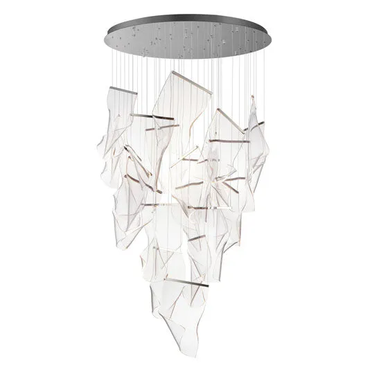 Rinkle 24-Light LED Pendant, 4,800 Lumens, 60W, 3000K CCT, 120V, Polished Chrome, French Gold or Brushed Gunmetal Finish — Warehouse Lighting LED Landscape Lights 60.0W 3000K