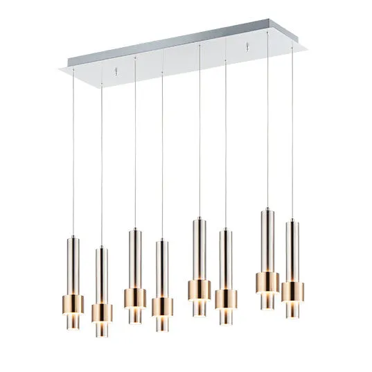 Reveal 8-Light LED Pendant, 3,840 Lumens, 48W, 3000K CCT, 120V, Satin Nickel / Satin Brass Finish — Warehouse Lighting LED Landscape Lights 48.0W 3000K
