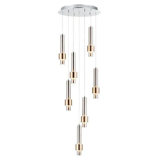 Reveal 7-Light LED Pendant, 3,360 Lumens, 42W, 3000K CCT, 120V, Satin Nickel / Satin Brass Finish — Warehouse Lighting LED Landscape Lights 42.0W 3000K