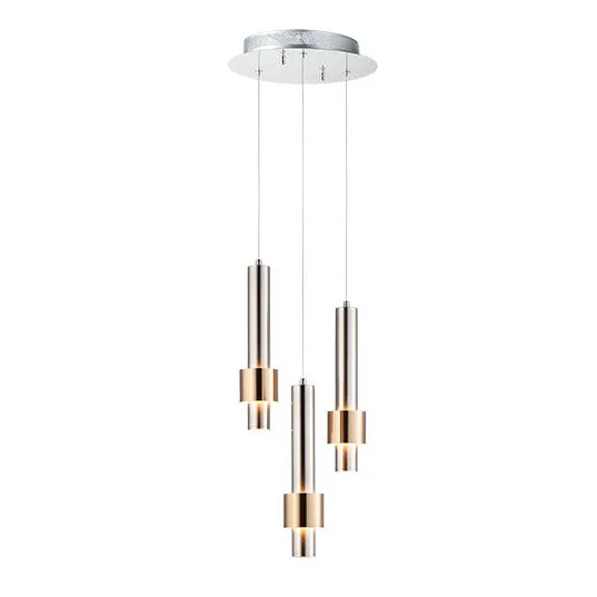 Reveal 3-Light LED Pendant, 1,440 Lumens, 18W, 3000K CCT, 120V, Satin Nickel / Satin Brass Finish — Warehouse Lighting LED Landscape Lights 18.0W 3000K