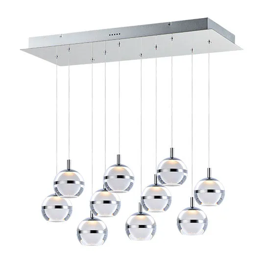Swank 10-Light Pendant, 5,610 Lumens, 60W, 3000K CCT, 120V, Polished Chrome, or Natural Aged Brass Finish — Warehouse Lighting LED Landscape Lights 60.0W 3000K