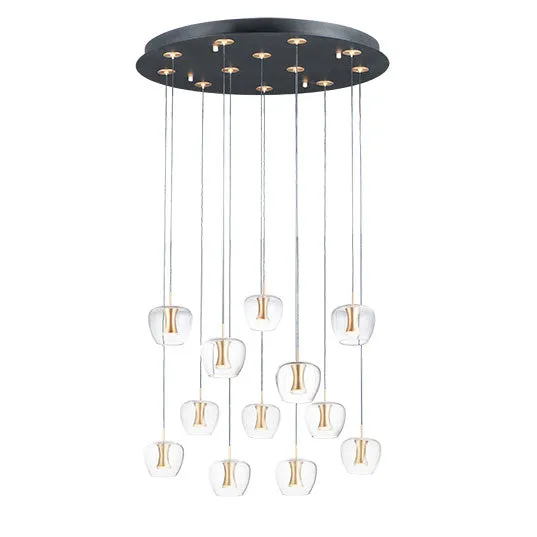 Newton 12-Light LED Pendant, 4,200 Lumens, 30W, 3000K CCT, 120V, Black/Gold Finish — Warehouse Lighting LED Landscape Lights 30.0W 3000K