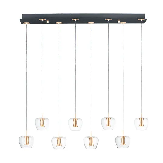 Newton 8-Light LED Pendant, 4,200 Lumens, 20W, 3000K CCT, 120V, Black/Gold Finish — Warehouse Lighting LED Landscape Lights 20.0W 3000K