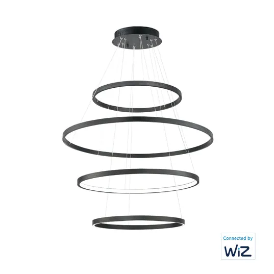 4-Tier Hover LED Pendant, 11,200 Lumens, 160W, 120-277V, 2700-5000K CCT, Black or Gold Finish — Warehouse Lighting LED Landscape Lights 160.0W 3000K