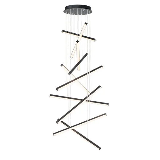 Hover 10 Light LED Pendant, 7,560 Lumens, 108W, 120V, 3000K, Black Finish — Warehouse Lighting LED Landscape Lights 108.0W 3000K