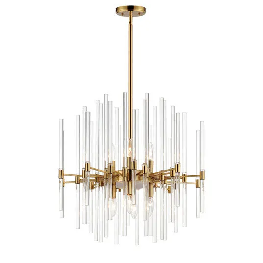 24" Divine 8-Light Pendant, 480W, 120V,  Polished Nickel or Heritage Finish — Warehouse Lighting LED Landscape Lights 480.0W 