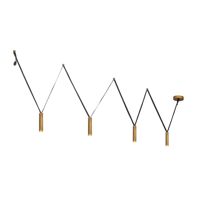 Mason 4 Head Linear Pendant – Adjustable with Metal Strap Detail — Kuzco Lighting LED Linear Lights  3000K