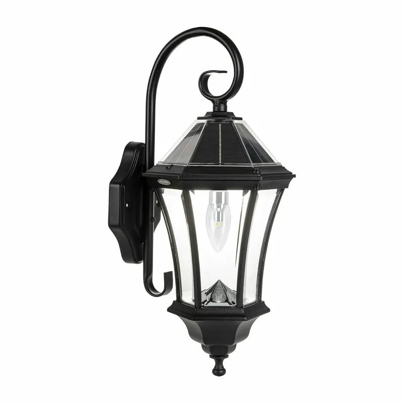 Victorian LED Solar Wall Light, 150 Lumens, CCT Selectable 2700K, Black Finish — Warehouse Lighting LED Wall Lights 5.4W 2700K