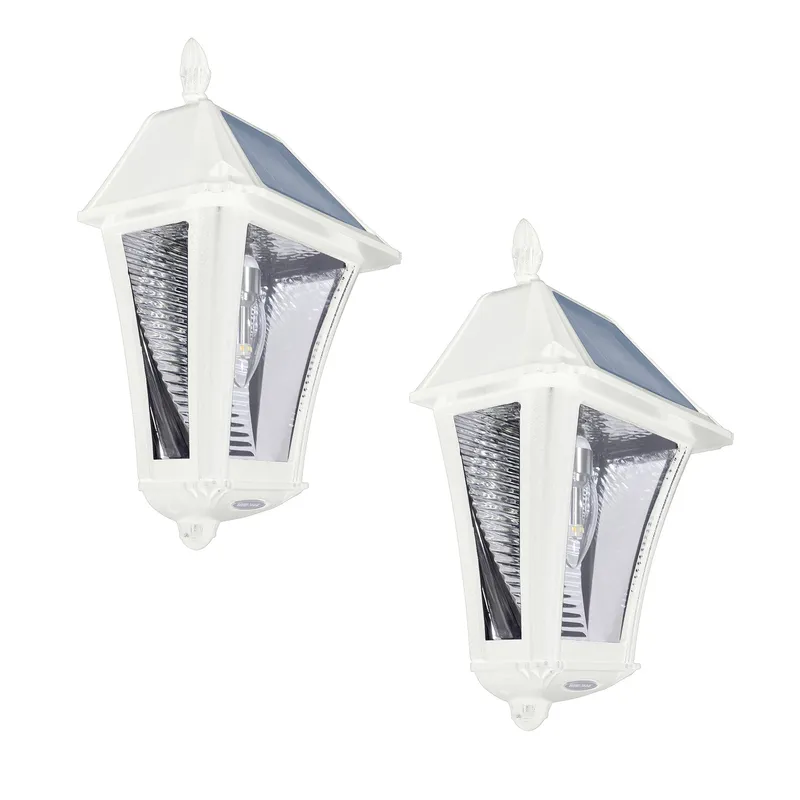 2 Pack Baytown II Sconce Solar Lamp, 100 Lumens, 2W, 2700K, White Finish — Warehouse Lighting LED Wall Lights 2.0W 2700K