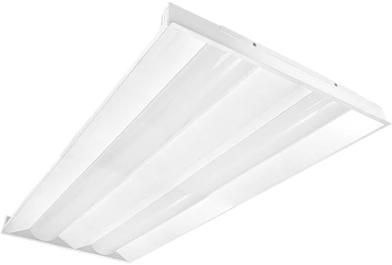 2 x 4 Foot LED Troffer Light, 6,250 Lumens, Wattage Selectable: 30/40/50, 120-277V, CCT Selectable 3500K/4000K/5000K, White Finish — Warehouse Lighting LED Downlights 30.0W 3500K