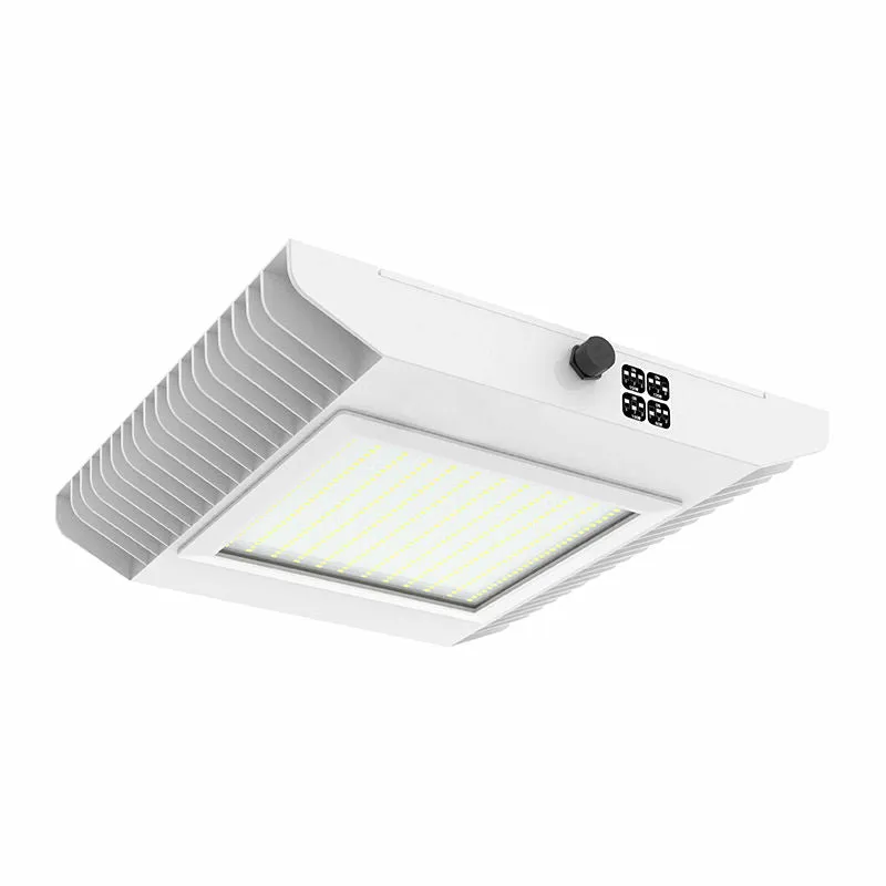 High Lumen LED Canopy Light, 21,000 Lms, 80W/100W/120W/150W Selectable, 120-277V, 5000K CCT, White Finish — Warehouse Lighting LED Area Lights 80.0W 5000K