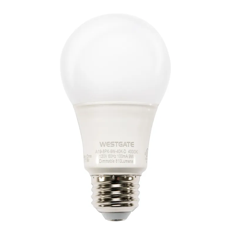 A19 LED Lamps (40 Pack), 100-120V, 9W, 850LM, 3000K, 4000K, or 5000K — Warehouse Lighting LED Bulbs & Lamps 9.0W 3000K
