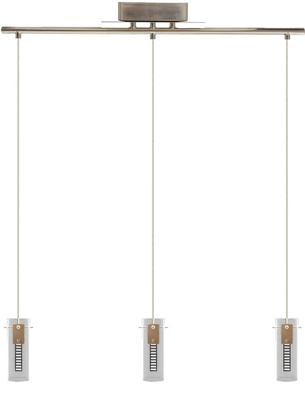 LED Cylinder Glass 3 Light Hologram Pendant, Straight Bar, 36W, 2430LM, 120V, CCT Selectable 2700K/3000K/35000K/4000K/5000K, Brushed Nickel Finish — Warehouse Lighting LED Landscape Lights 36.0W 2700K