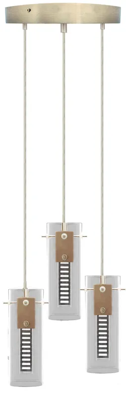 LED Cylinder Glass 3 Light Hologram Pendant, Round Canopy, 36W, 2430LM, 120V, CCT Selectable 2700K/3000K/35000K/4000K/5000K, Brushed Nickel Finish — Warehouse Lighting LED Landscape Lights 36.0W 2700K