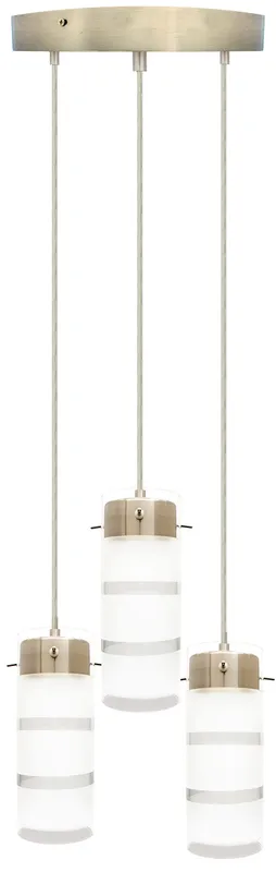 LED Cylinder Glass 3 Light Pendant, Round Canopy, 36W, 2430LM, 120V, CCT Selectable 2700K/3000K/35000K/4000K/5000K, Brushed Nickel Finish — Warehouse Lighting LED Landscape Lights 36.0W 2700K