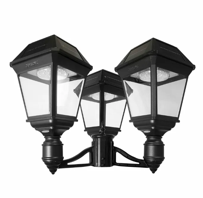 Gama Sonic Imperial III Commercial Solar Triple Post Light, 900 Lumens, CCT Selectable 2700K/6000K — Warehouse Lighting LED Lighting Controls 20.0W 2700K