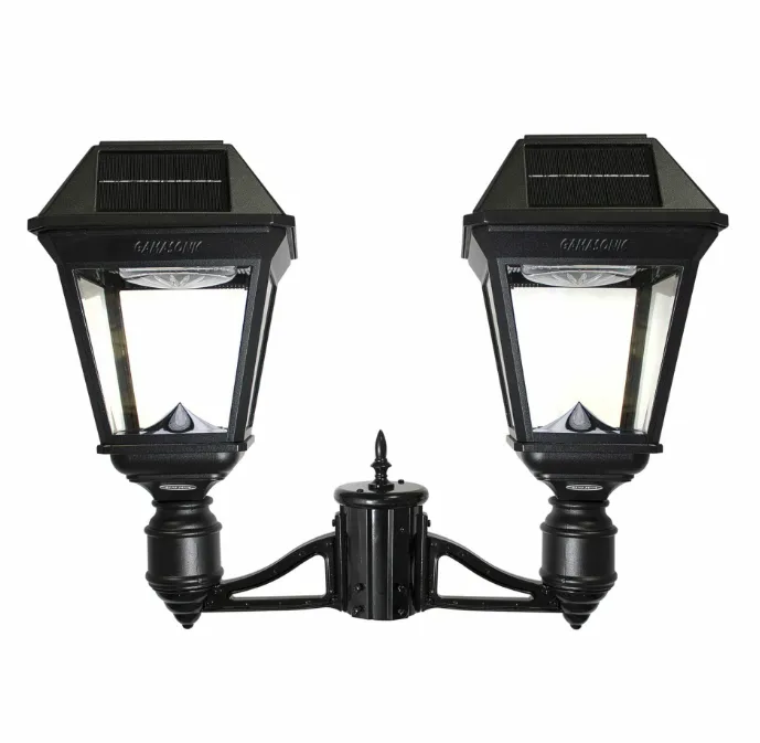 Gama Sonic Imperial III Commercial Solar Double Post Light, 600 Lumens, CCT Selectable 2700K/6000K — Warehouse Lighting LED Lighting Controls 20.0W 2700K