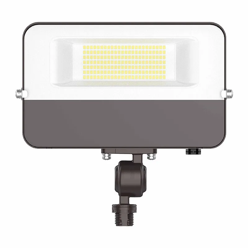 Compact Flood Light, Kuckle Mount, 6081 Lumens, 50 watt, 120V, CCT Selectable 3000K/4000K/5000K, Dark Bronze Finish — Warehouse Lighting LED Flood Lights 50.0W 3000K