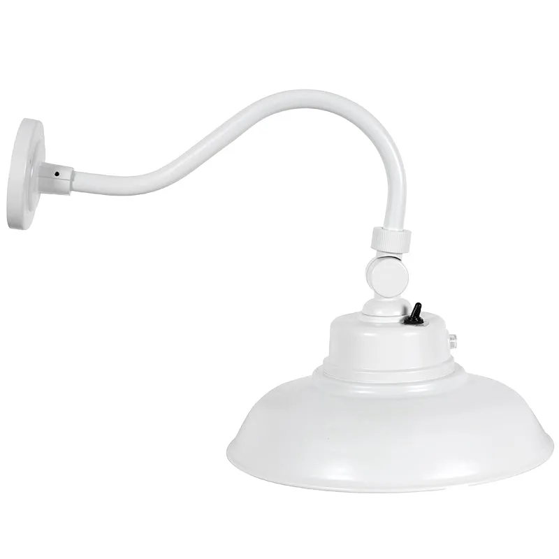 LED 14" Gooseneck Barn Light, 4800 Lumens, 40W, 120-277V, CCT Selectable 3000K/4000K/5000K, White Finish — Warehouse Lighting LED Landscape Lights 40.0W 3000K