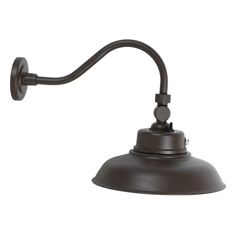 LED 14" Gooseneck Barn Light, 4800 Lumens, 40W, 120-277V, CCT Selectable 3000K/4000K/5000K, Dark Brown Finish — Warehouse Lighting LED Landscape Lights 40.0W 3000K
