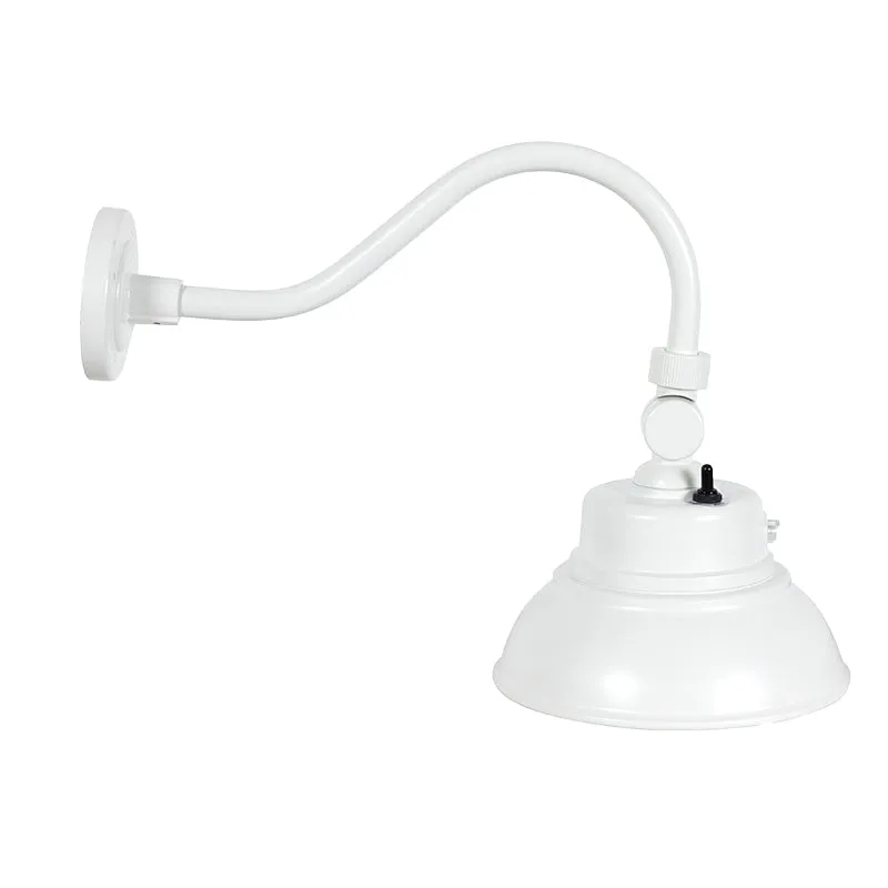 LED 10" Gooseneck Barn Light, 3000 Lumens, 25W, 120-277V, CCT Selectable 3000K/4000K/5000K, White Finish — Warehouse Lighting LED Landscape Lights 25.0W 3000K