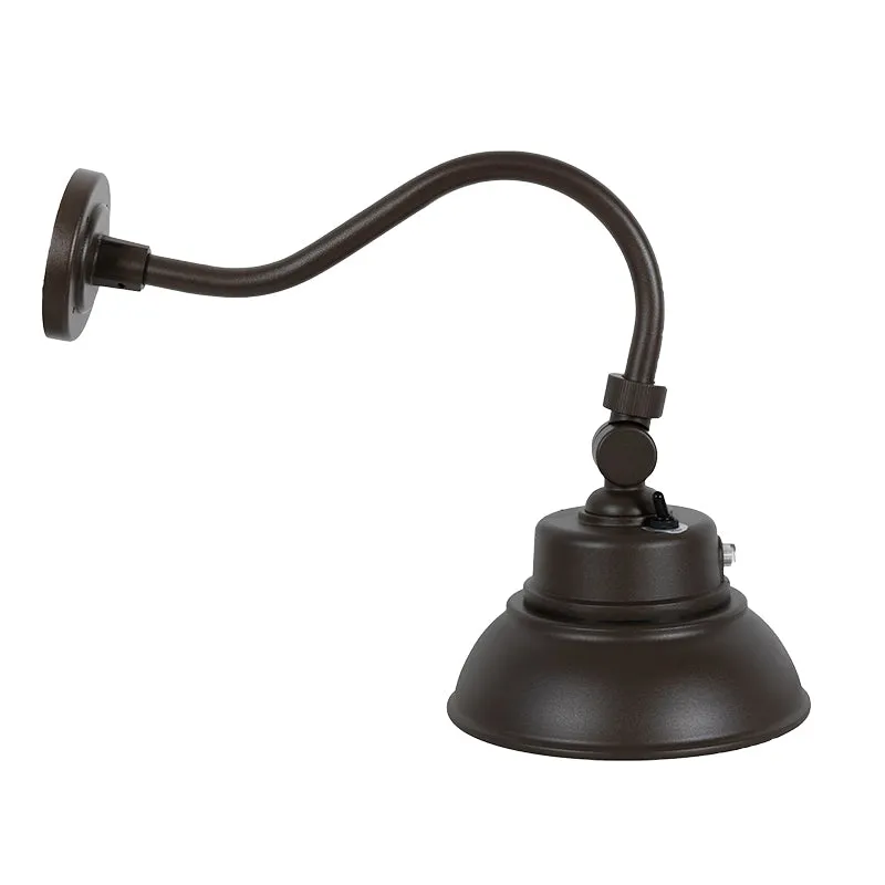 LED 10" Gooseneck Barn Light, 3000 Lumens, 25W, 120-277V, CCT Selectable 3000K/4000K/5000K, Dark Brown Finish — Warehouse Lighting LED Landscape Lights 25.0W 3000K