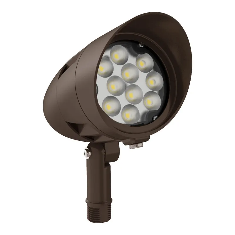 LED X-Gen Bullet Flood Light, 15 Watt, 1800 Lumens, 3000K, 4000K, or 5000K, 120-277V, Dark Bronze Finish — Warehouse Lighting LED Flood Lights 15.0W 3000K