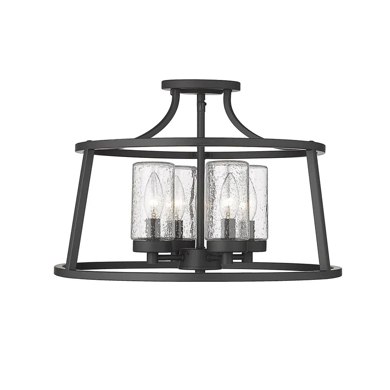Millennium Lighting Four Light Semi Flush Mount Ceiling Light, Errol Collection, (Available in Brushed Nickel or Matte Black Finish) — Warehouse Lighting LED Post Top Lights 60.0W 