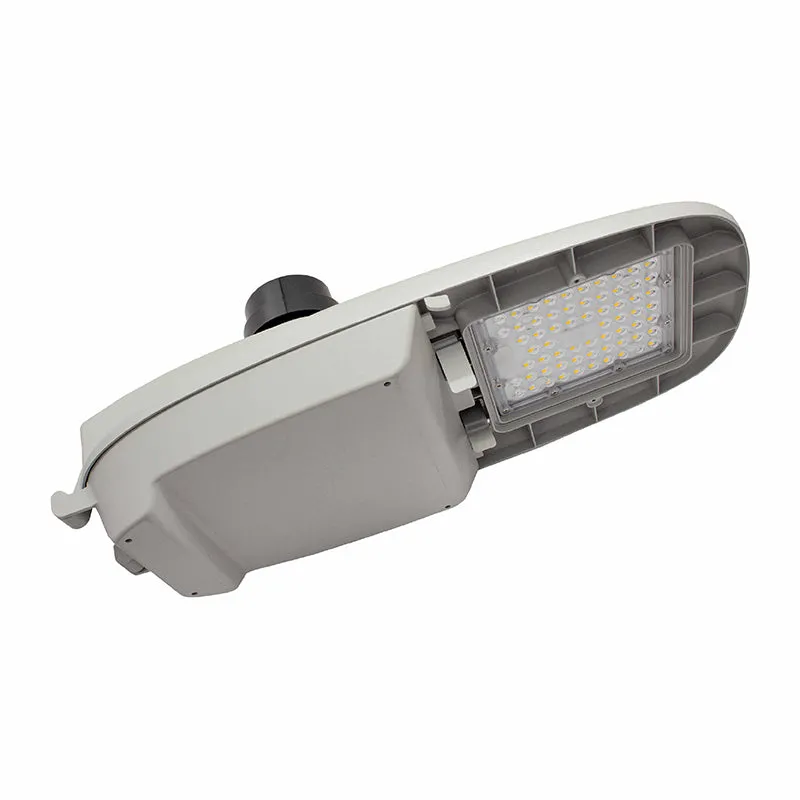LED Roadway/CobraHead Light, 80 Watt, 120-277V, 10800 Lumens, 3000K or 5000K, Light Gray Finish — Warehouse Lighting LED Flood Lights 80.0W 3000K