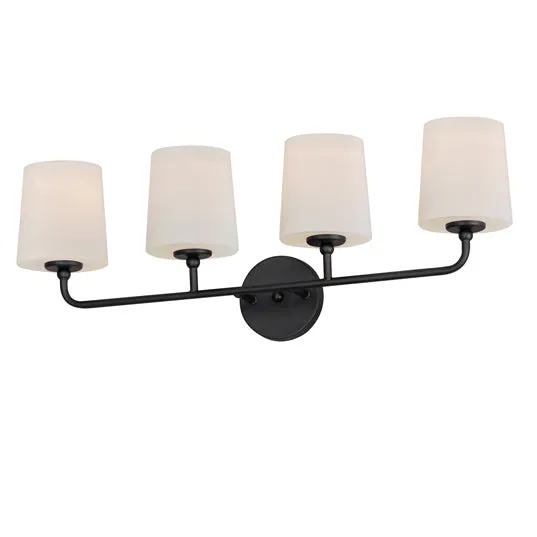 Bristol 4-Light Bath Vanity (Available in Black, Satin Brass, and Satin Nickel) — Warehouse Lighting LED Wall Lights 60.0W 