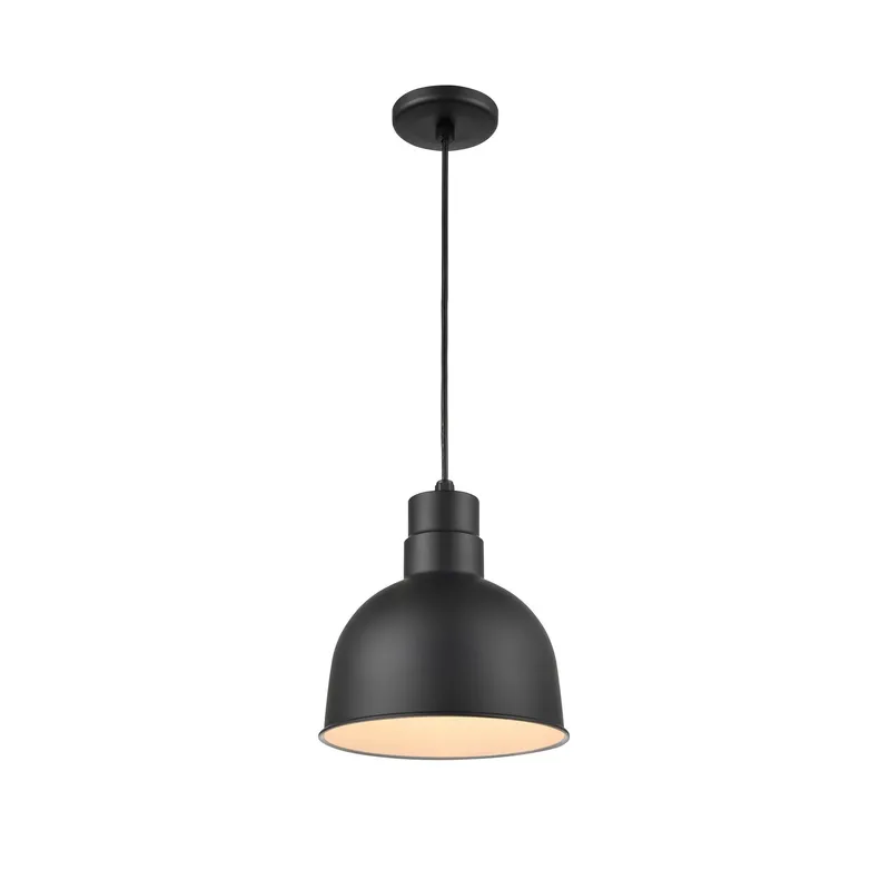 Millennium Lighting LED Outdoor 12" RLM Cord Hung Deep Bowl Shade Pendant Light, Satin Black — Warehouse Lighting LED Landscape Lights 11.0W 3000K