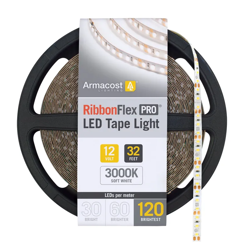 32FT RibbonFlex Pro 12V White LED Tape Light 120 LED/m, 3000K or 4000K — Warehouse Lighting LED Linear Lights  2700K